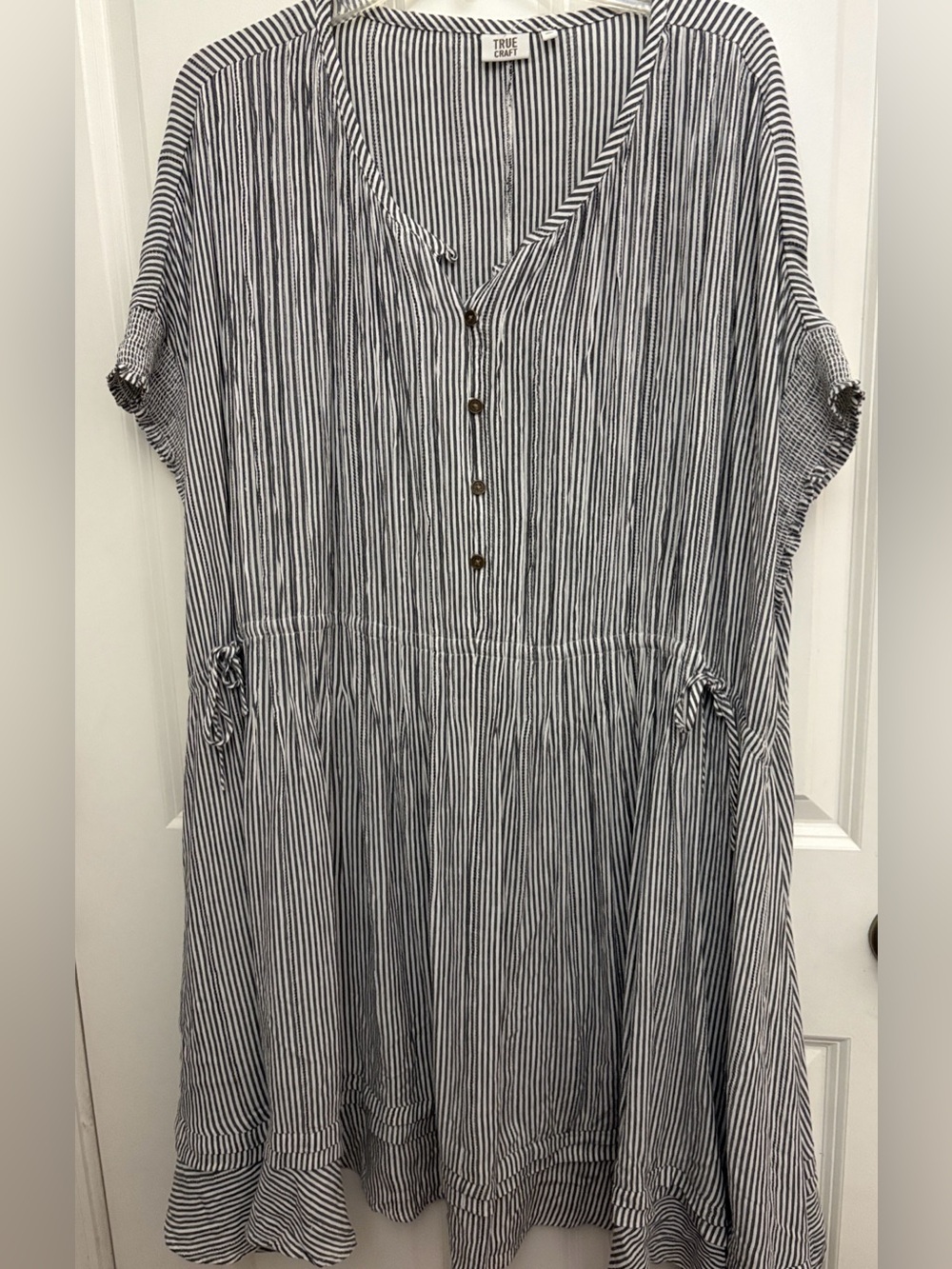 True Craft Black and White Striped Midi Dress